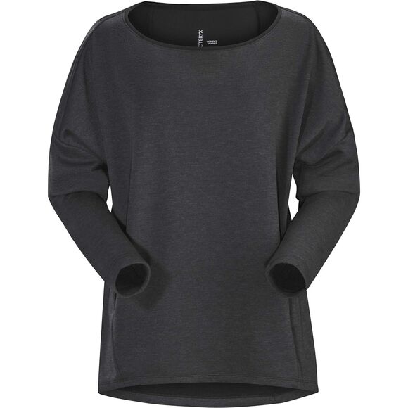 NWOT Arc'teryx Nyara Boatneck Pullover Black Heather Fleece Lined Top Sz Medium - Picture 1 of 16